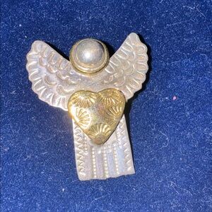 Silpada angel #s0128 Brooch /pendant 925 silver two tones gold /silver  🐈‍⬛